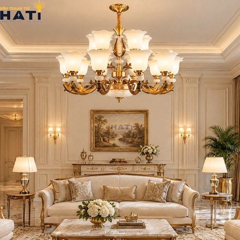 Đèn chùm đồng Flaxen 15 bóng