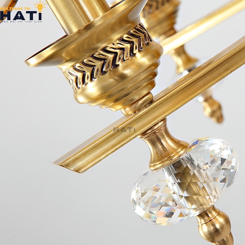Đèn chùm đồng nguyên chất Amber 6 bóng