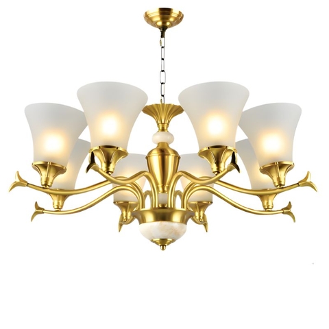 Đèn chùm đồng nguyên chất  Pract 8 bóng