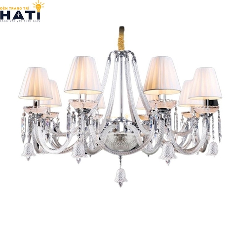 Cận cảnh pha lê của đèn chùm Amphill 8 bóng