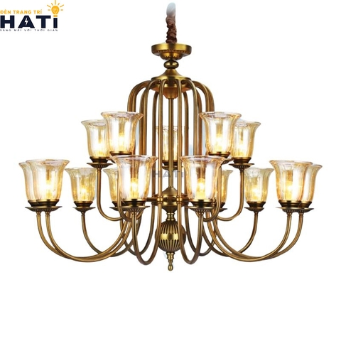 Đèn chùm tân cổ điển Arid 15 bóng mặt trước