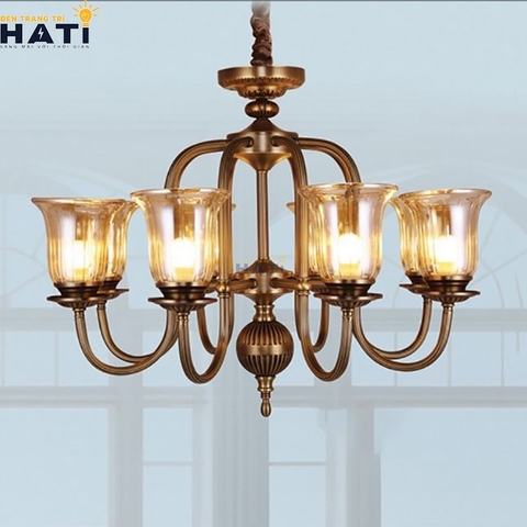 Đèn chùm tân cổ điển Arid 8 bóng lắp đặt thực tế