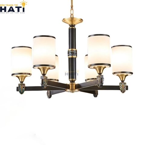 Cận cảnh chi tiết thiết kế đèn chùm Germi 6 bóng