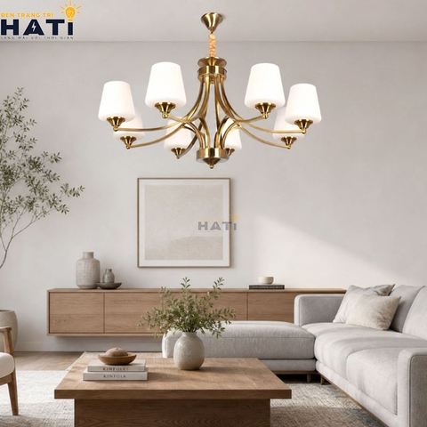 Đèn chùm tân cổ điển Nally 8 bóng