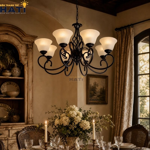 Đèn chùm tân cổ điển Thetic 8 bóng