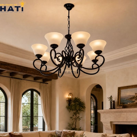 Đèn chùm tân cổ điển Thetic 8 bóng