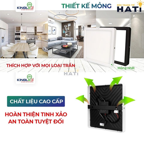 Đèn led ốp trần Moonstone vuông Kingled