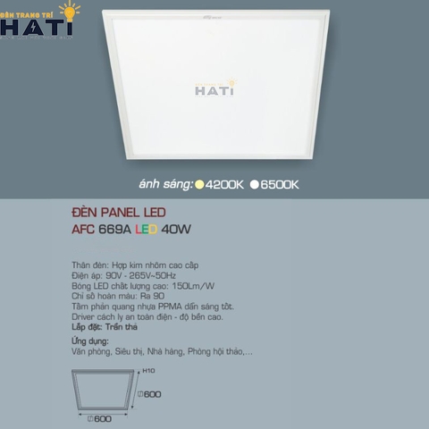 Thiết kế siêu mỏng của đèn LED Panel Anfaco AFC 669