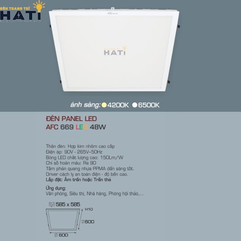Đèn LED Panel Anfaco AFC 669 chiếu sáng văn phòng