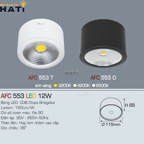 Đèn lon Anfaco AFC 553 màu trắng - đen 7w - 12w