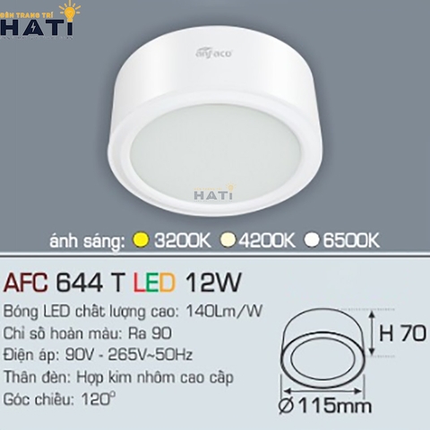 Đèn lon Anfaco AFC 644 màu trắng - đen 3w - 7w - 12w