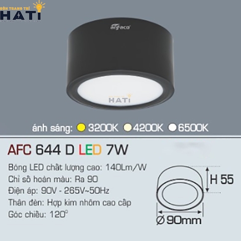 Đèn lon Anfaco AFC 644 màu trắng - đen 3w - 7w - 12w