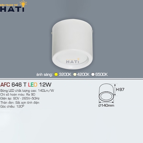 Đèn lon Anfaco AFC 646 màu trắng - đen 9w - 12w