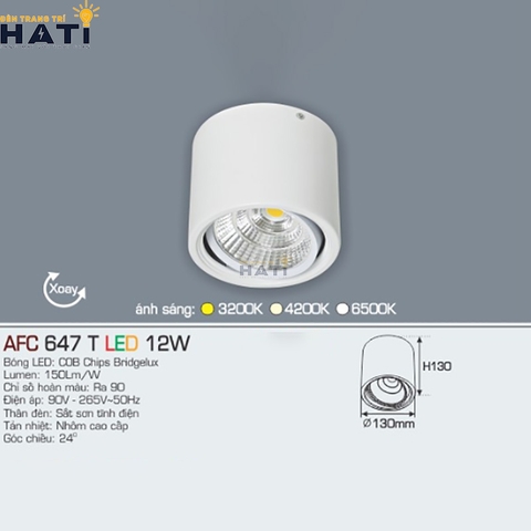 Đèn lon Anfaco AFC 647 màu trắng - đen 7w - 12w