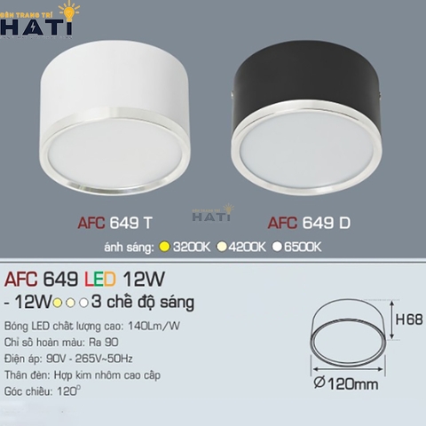 Đèn lon Anfaco AFC 649 màu trắng - đen 12w