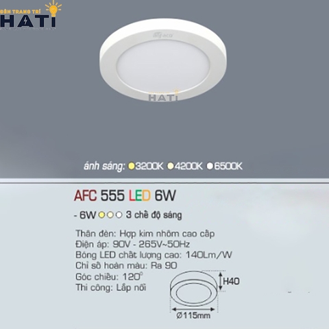 Đèn ốp nổi Anfaco tròn vỏ trắng AFC 555 6w- 12w-18w-22w-28w-36w-48w