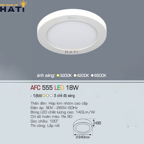 Đèn ốp nổi Anfaco tròn vỏ trắng AFC 555 6w- 12w-18w-22w-28w-36w-48w