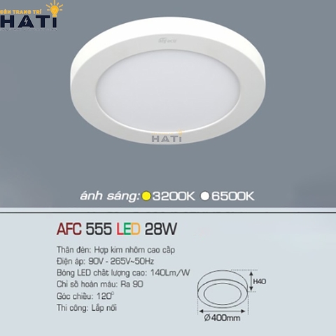 Đèn ốp nổi Anfaco tròn vỏ trắng AFC 555 6w- 12w-18w-22w-28w-36w-48w
