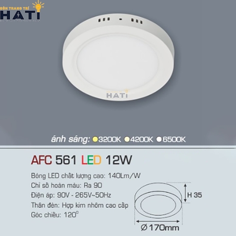 Đèn ốp nổi Anfaco tròn vỏ trắng AFC 561 12w - 18w - 22w
