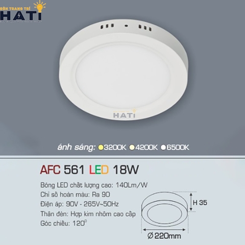 Đèn ốp nổi Anfaco tròn vỏ trắng AFC 561 12w - 18w - 22w