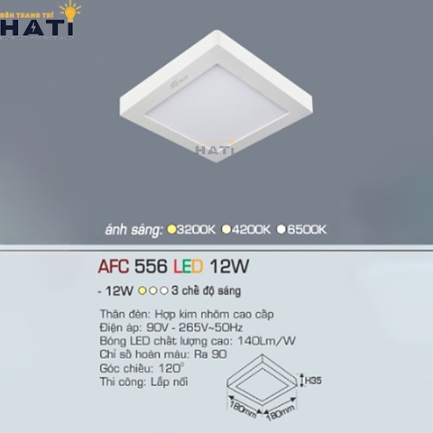 Đèn ốp nổi Anfaco vuông vỏ trắng AFC 556 6w- 12w-18w-22w-28w-36w-48w