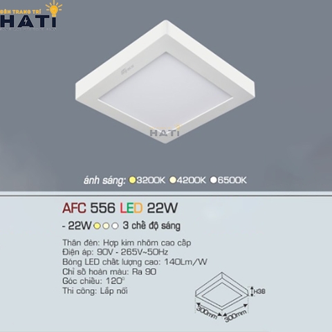 Đèn ốp nổi Anfaco vuông vỏ trắng AFC 556 6w- 12w-18w-22w-28w-36w-48w