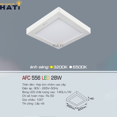 Đèn ốp nổi Anfaco vuông vỏ trắng AFC 556 6w- 12w-18w-22w-28w-36w-48w