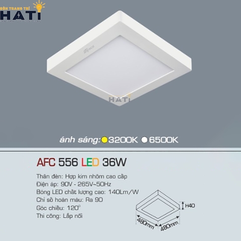 Đèn ốp nổi Anfaco vuông vỏ trắng AFC 556 6w- 12w-18w-22w-28w-36w-48w