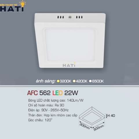 Đèn ốp nổi Anfaco vuông vỏ trắng AFC 562 12w - 18w - 22w
