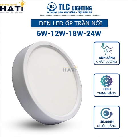 Đèn ốp nổi TLC tròn vỏ trắng 6w/12w/18w/24w