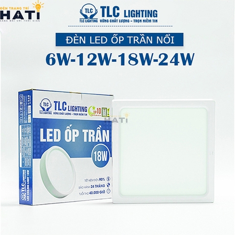 Đèn ốp nổi TLC vuông vỏ trắng 6w/12w/18w/24w