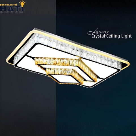 Đèn ốp trần pha lê chữ nhật Axton