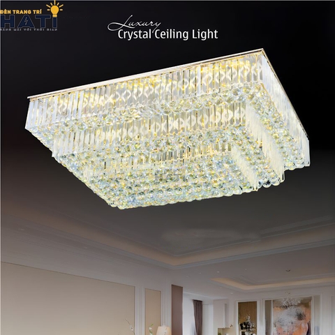 Đèn ốp trần pha lê chữ nhật Elric