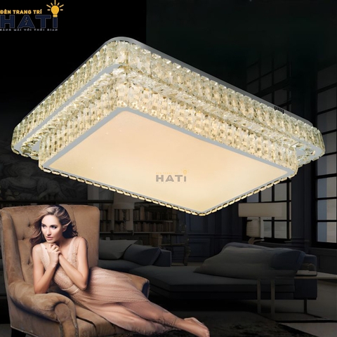 Đèn ốp trần pha lê chữ nhật Kaylus
