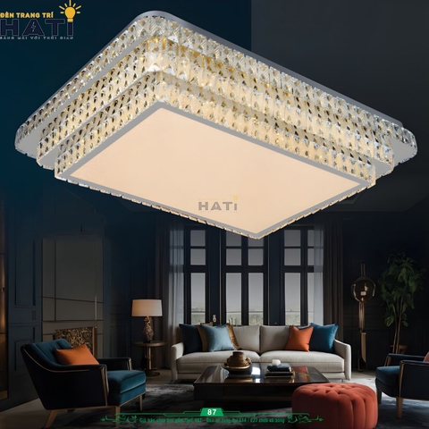 Đèn ốp trần pha lê chữ nhật Pylus