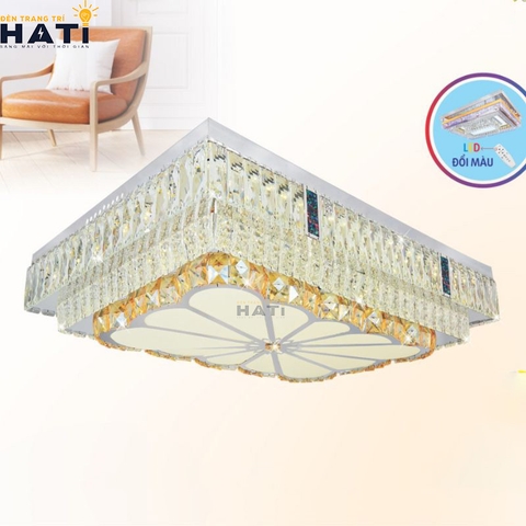 Đèn ốp trần pha lê chữ nhật Seraphina
