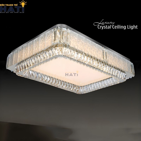 Đèn ốp trần pha lê chữ nhật Theron