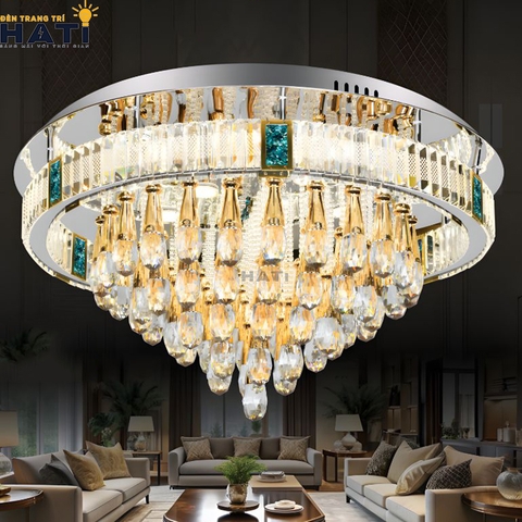 Đèn ốp trần pha lê tròn Emrys