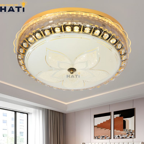 Đèn ốp trần pha lê tròn Godric