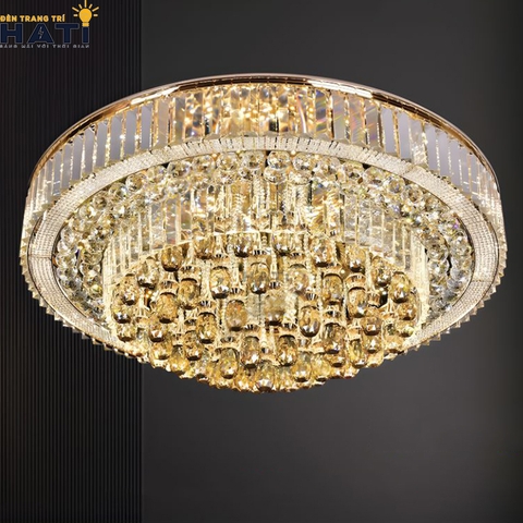 Đèn ốp trần pha lê tròn Minu là mẫu đèn ốp trần pha lê cao cấp với thiết kế tròn tinh tế, các chi tiết pha lê lấp lánh giúp không gian trở nên sang trọng và nổi bật hơn.