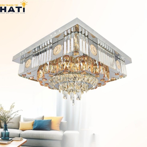 Đèn ốp trần pha lê vuông Maby 600mm