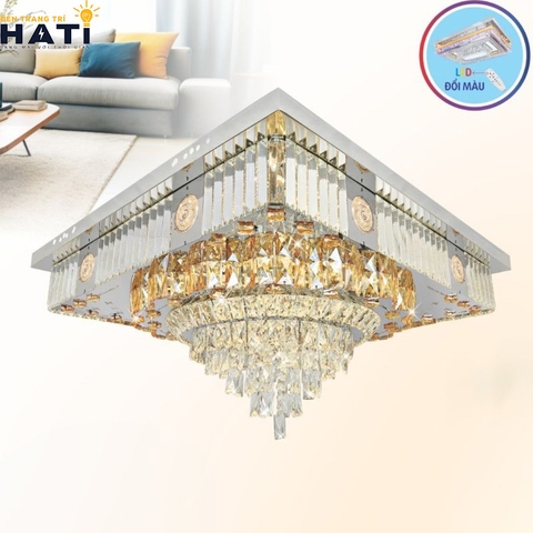 Đèn ốp trần pha lê vuông Maby 800mm