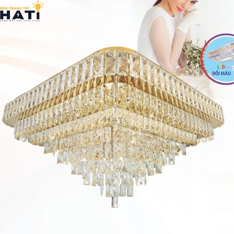 Đèn ốp trần pha lê vuông Tallula 800mm