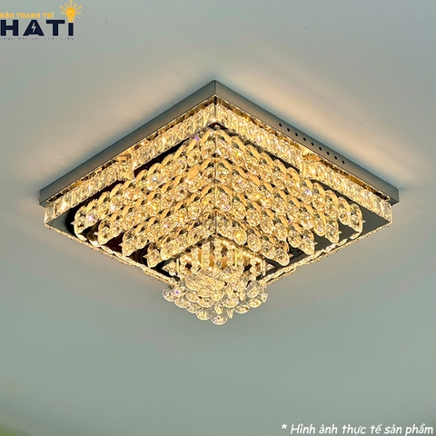 Đèn ốp trần pha lê vuông Tiffany