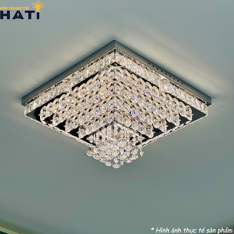 Đèn ốp trần pha lê vuông Tiffany