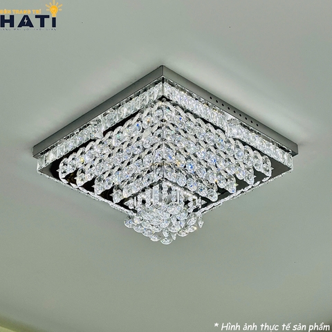 Đèn ốp trần pha lê vuông Tiffany