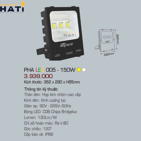 Đèn pha led Anfaco 005 10w-20w-30w-50w-100w-150w-200w