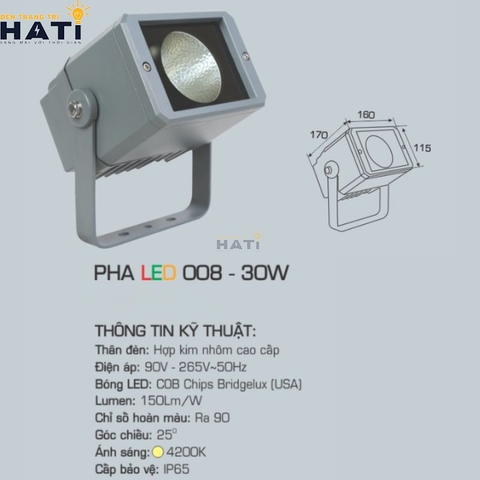 Đèn pha mặt dựng Anfaco PHA LED 008 30w - 50w