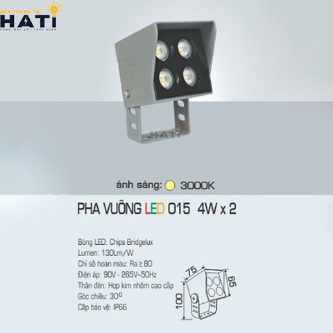 Đèn pha mặt dựng Anfaco PHA VUÔNG 015 4w - 6w - 9w - 12w