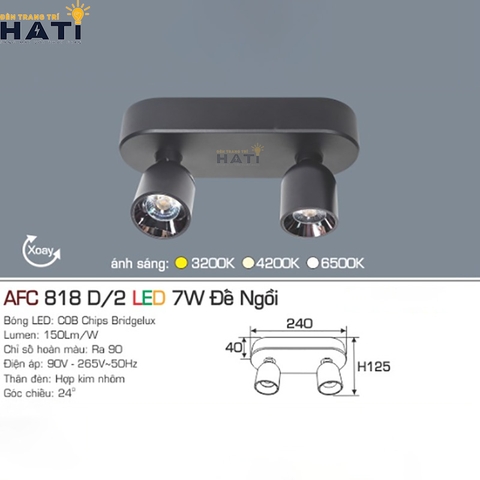 Đèn rọi đế ngồi Anfaco AFC 818 màu trắng - đen 7w